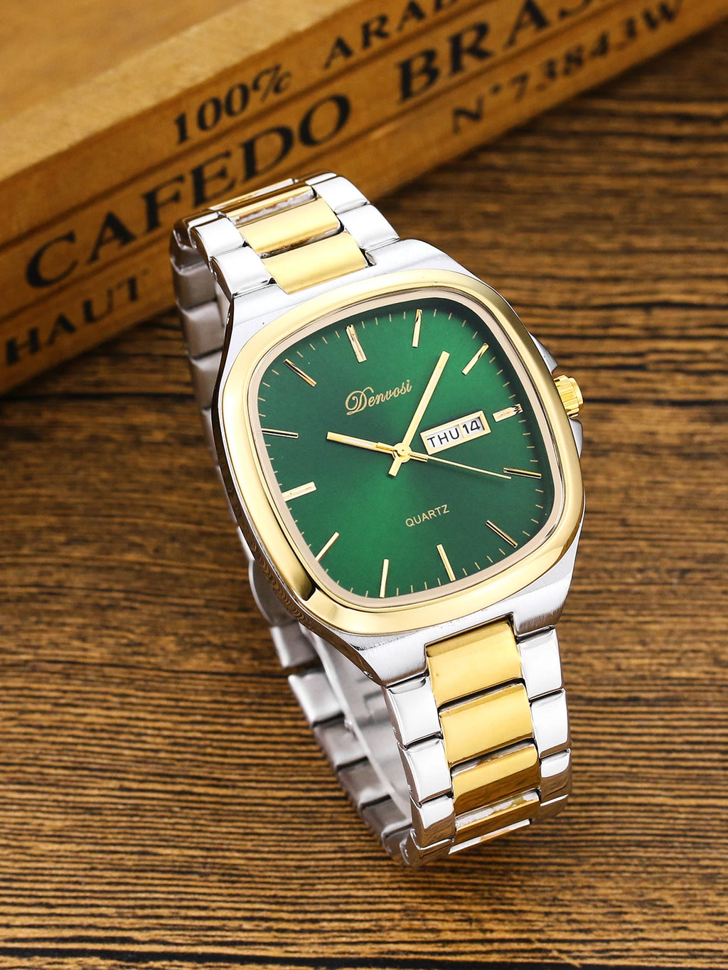 Casual Fashion  Waterproof Quartz Watch For Men Glow-in-the-dark stainless steel square wristwatch