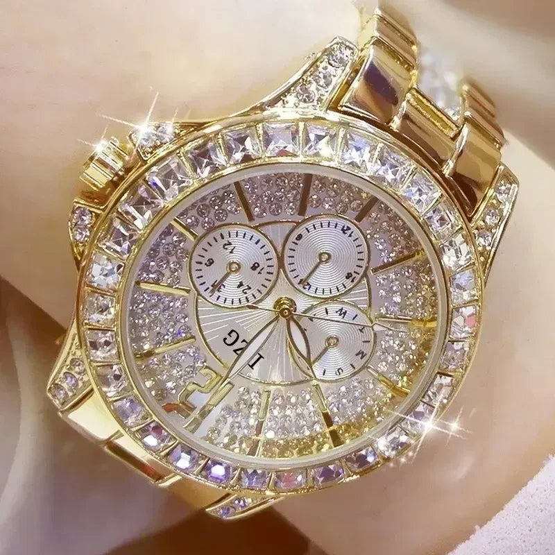 Color: Gold - Fashion Women Watch with Diamond Watch Ladies Top Luxury Brand Ladies Casual Women's