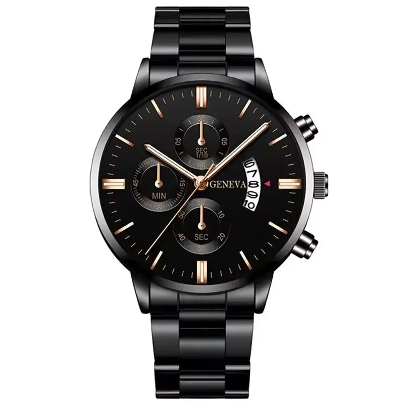 Men's Stainless Steel Quartz Calendar Watch-0