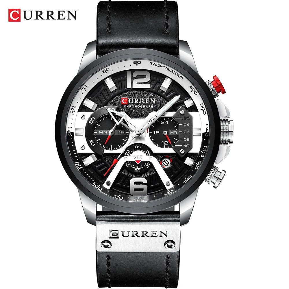 CURREN 8329 Casual Sport Watches for Men Top Brand Luxury Military Leather Wrist Watch Man Clock Fashion Chronograph Wristwatch