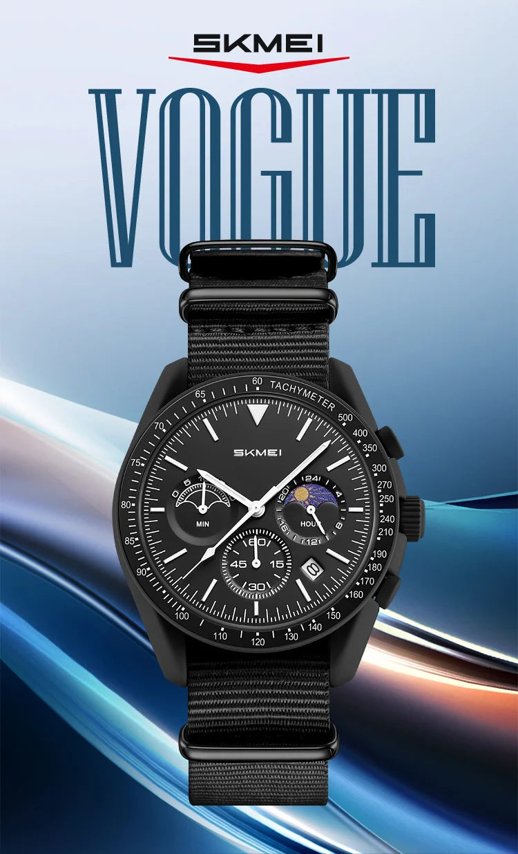 SKMEI 9392 Quartz Chronograph Watches Men Women Date 30M Waterproof Sport Wristwatch Fashion Nylon Strap Watch Gifts Reloj Mujer