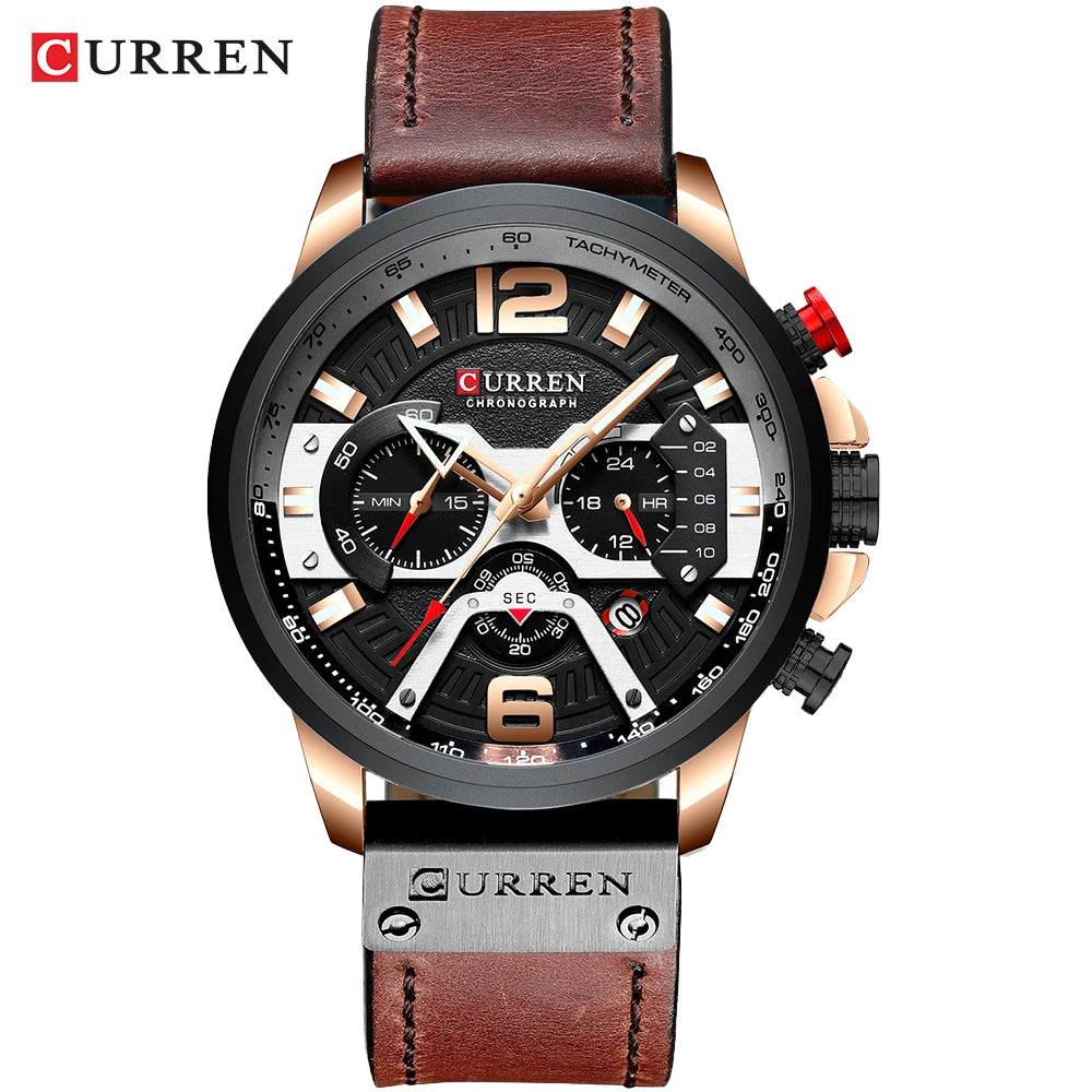 CURREN 8329 Casual Sport Watches for Men Top Brand Luxury Military Leather Wrist Watch Man Clock Fashion Chronograph Wristwatch
