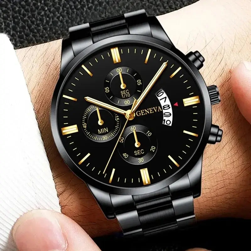 Men's Stainless Steel Quartz Calendar Watch-1
