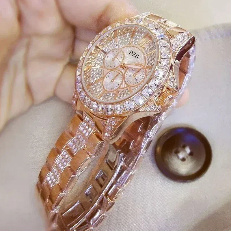 Color: Gold - Fashion Women Watch with Diamond Watch Ladies Top Luxury Brand Ladies Casual Women's
