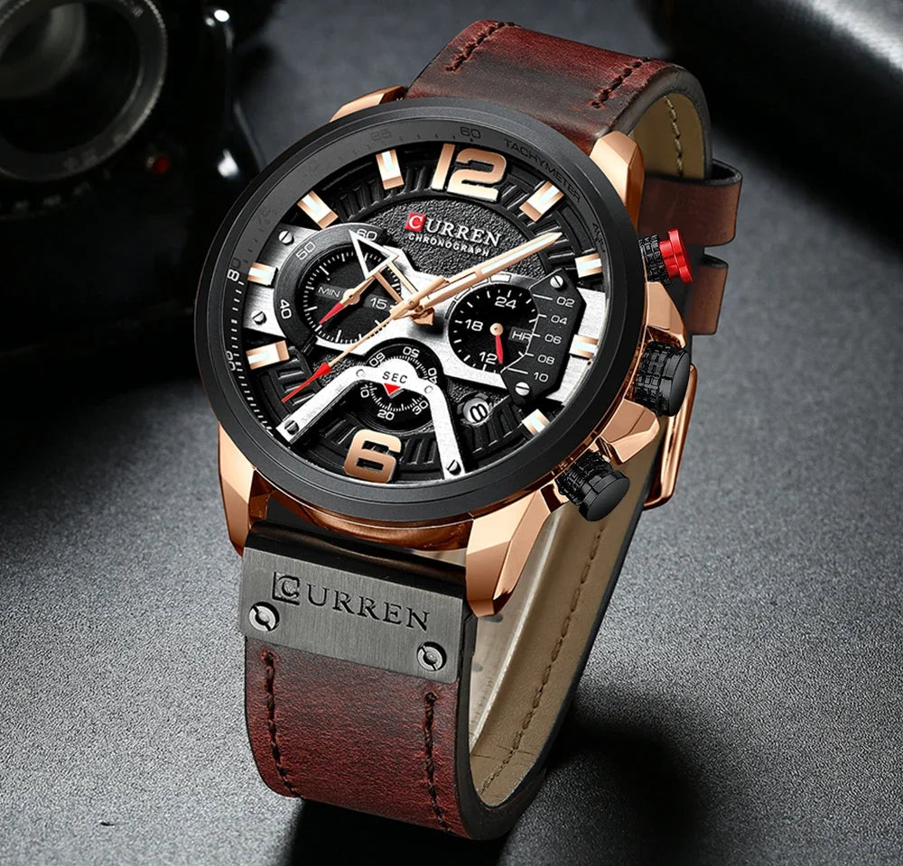 CURREN 8329 Casual Sport Watches for Men Top Brand Luxury Military Leather Wrist Watch Man Clock Fashion Chronograph Wristwatch