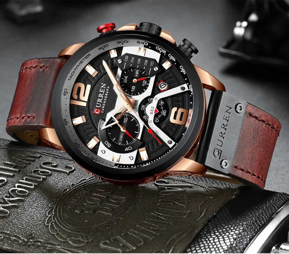 CURREN 8329 Casual Sport Watches for Men Top Brand Luxury Military Leather Wrist Watch Man Clock Fashion Chronograph Wristwatch