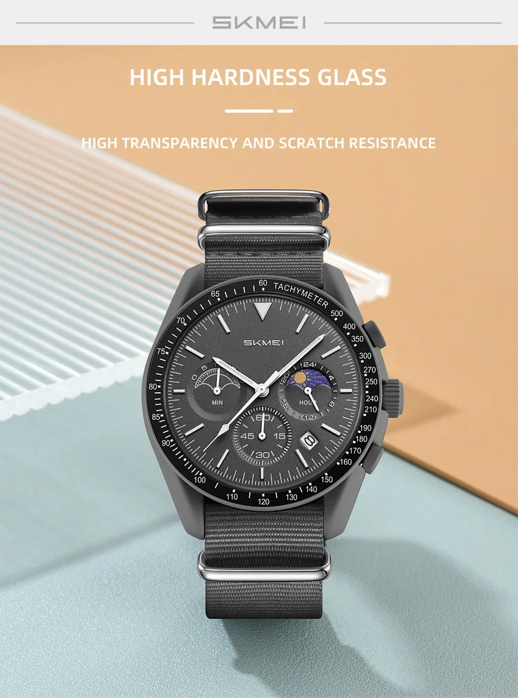 SKMEI 9392 Quartz Chronograph Watches Men Women Date 30M Waterproof Sport Wristwatch Fashion Nylon Strap Watch Gifts Reloj Mujer