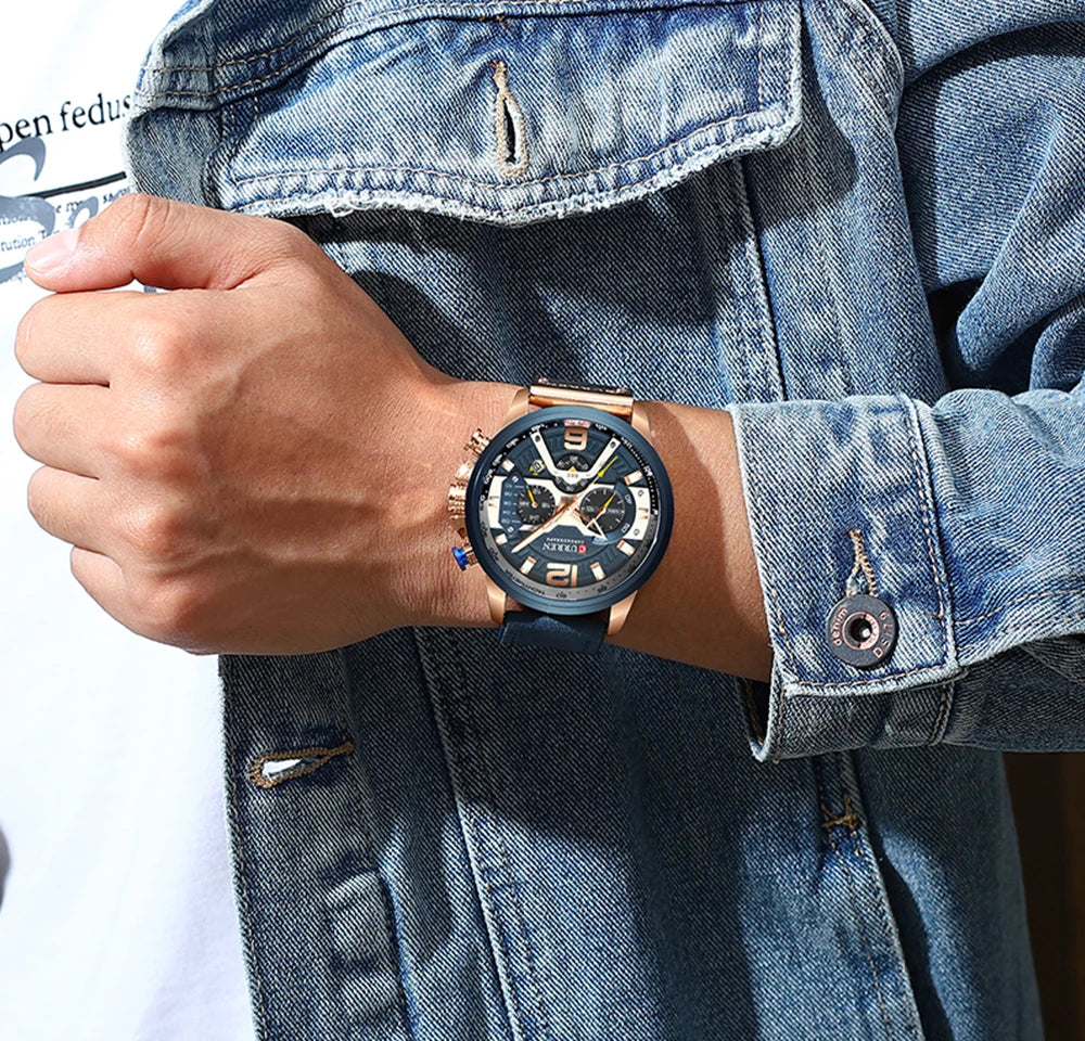 CURREN 8329 Casual Sport Watches for Men Top Brand Luxury Military Leather Wrist Watch Man Clock Fashion Chronograph Wristwatch