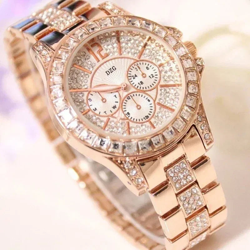 Color: Gold - Fashion Women Watch with Diamond Watch Ladies Top Luxury Brand Ladies Casual Women's