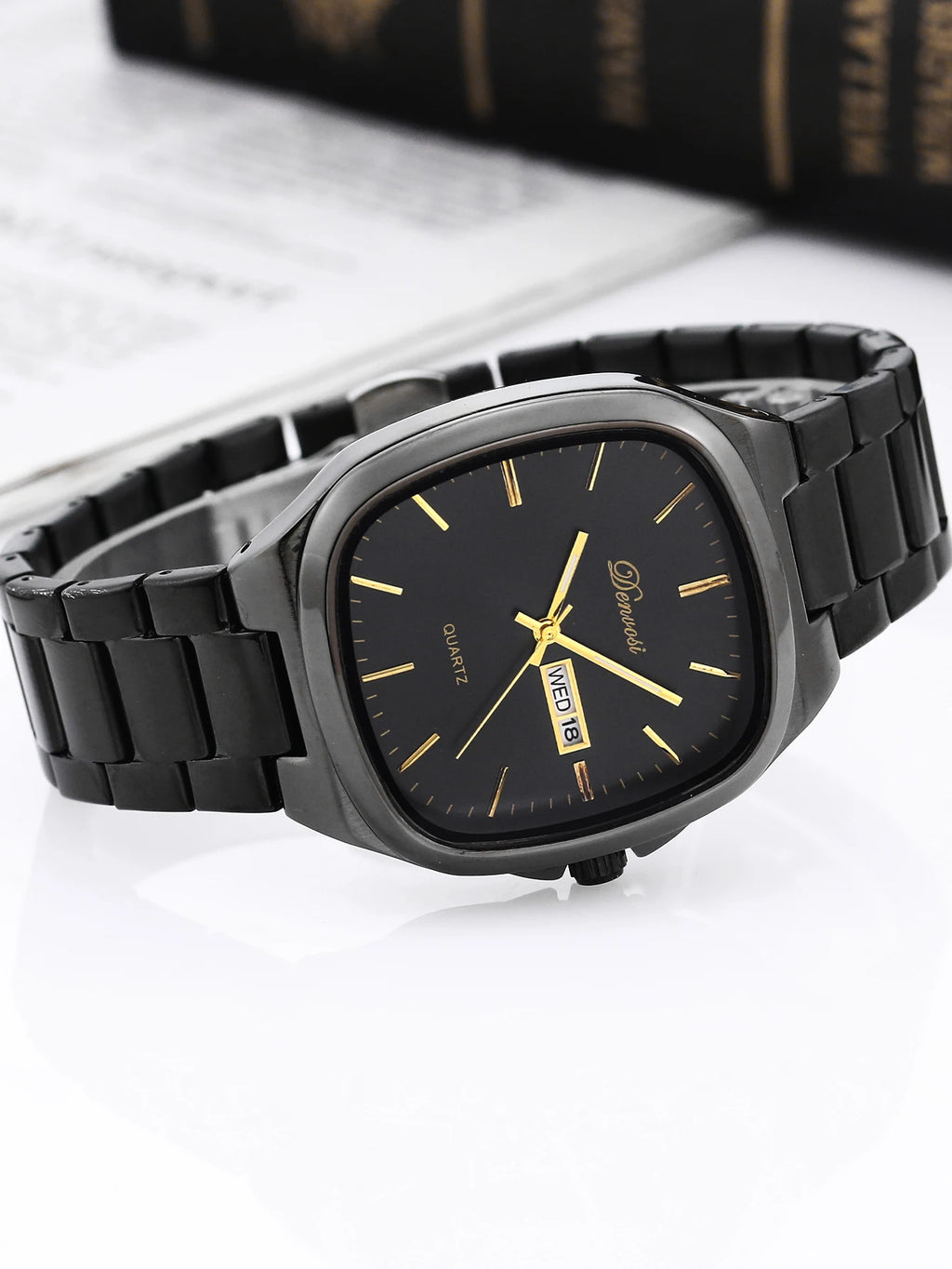 Casual Fashion  Waterproof Quartz Watch For Men Glow-in-the-dark stainless steel square wristwatch