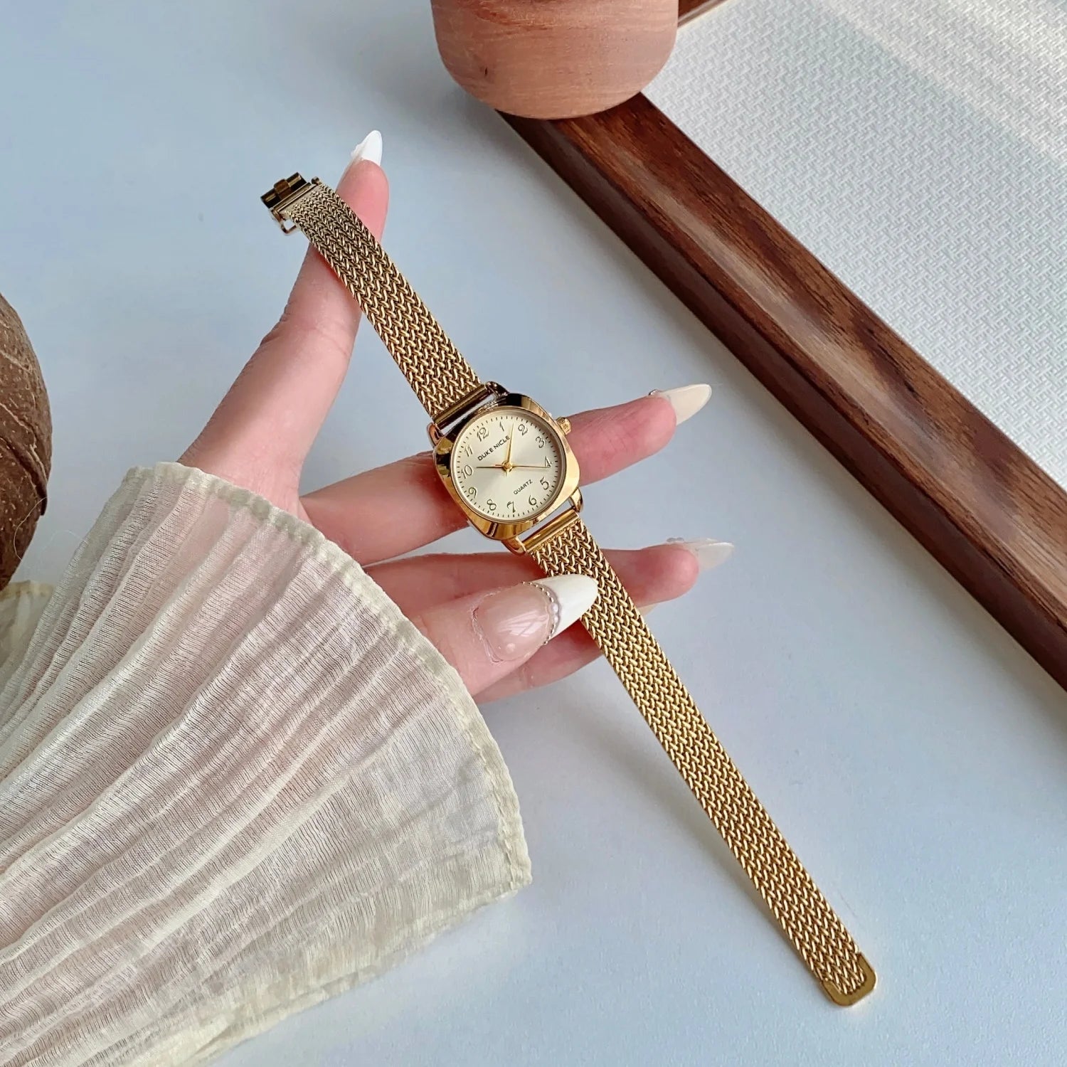Casual Arabic Quartz Watch For Ladies Gold Steel Strip Simple Women's Dress Clock Gift Wristwatch Adjustable Bracelet Watches