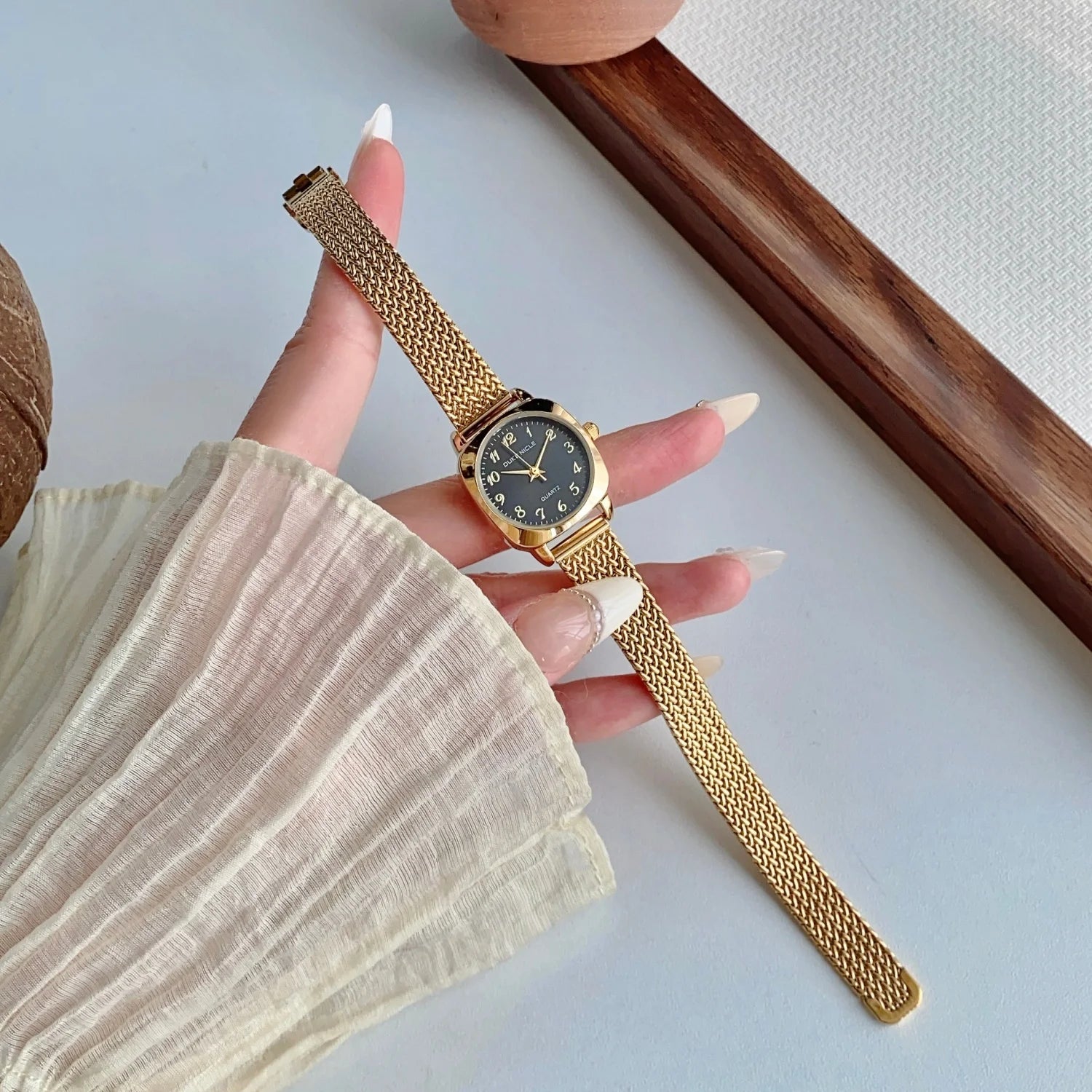Casual Arabic Quartz Watch For Ladies Gold Steel Strip Simple Women's Dress Clock Gift Wristwatch Adjustable Bracelet Watches