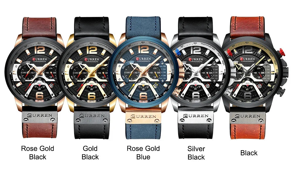 CURREN 8329 Casual Sport Watches for Men Top Brand Luxury Military Leather Wrist Watch Man Clock Fashion Chronograph Wristwatch