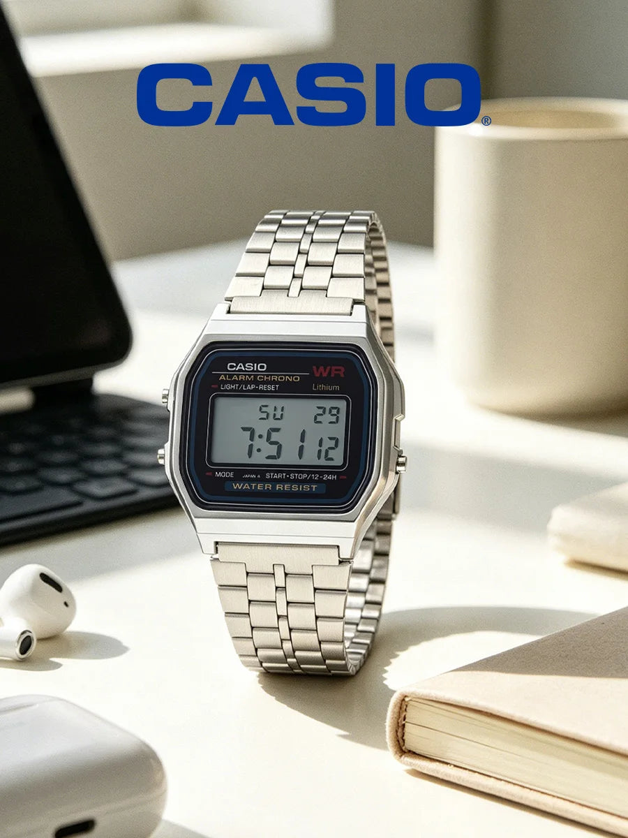 CASIO  Vintage Digital Watch Men Women Stainless Steel Band Waterproof Wristwatch Casual Daily Party Festival Birthday Gif
