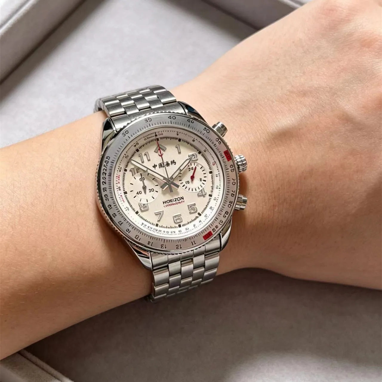 New Fashion Casual Men's Watch Luxury Business Multifunctional Chronograph Stainless Steel Waterproof Date Display Sports Watch