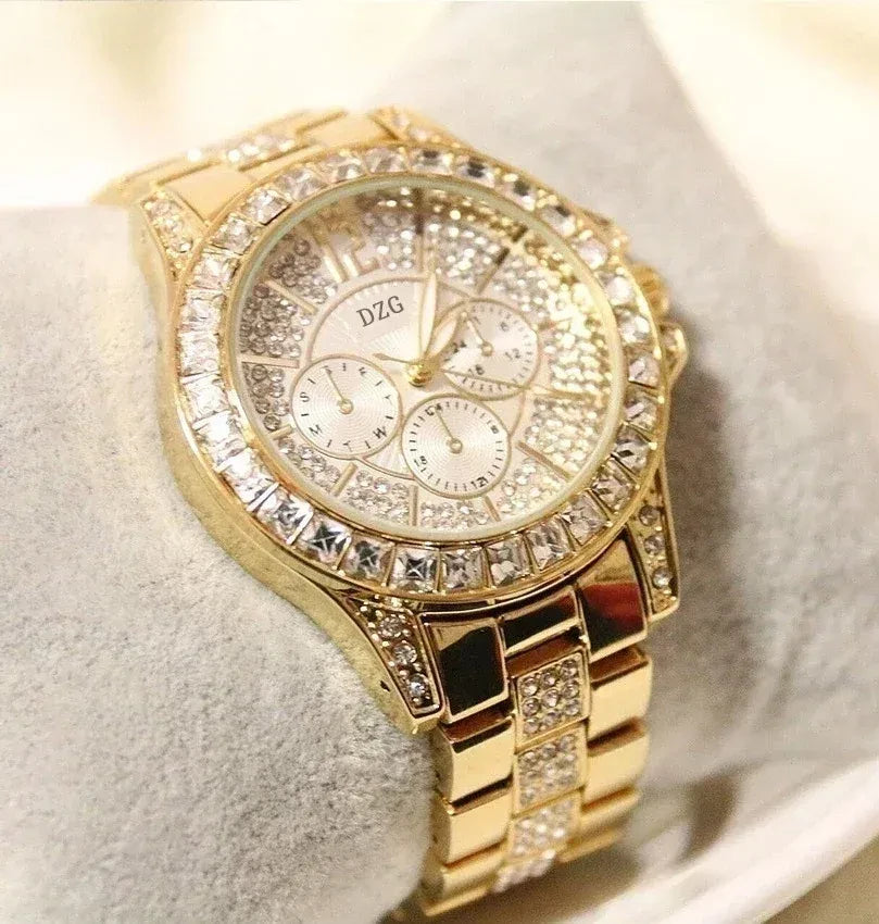 Color: Gold - Fashion Women Watch with Diamond Watch Ladies Top Luxury Brand Ladies Casual Women's
