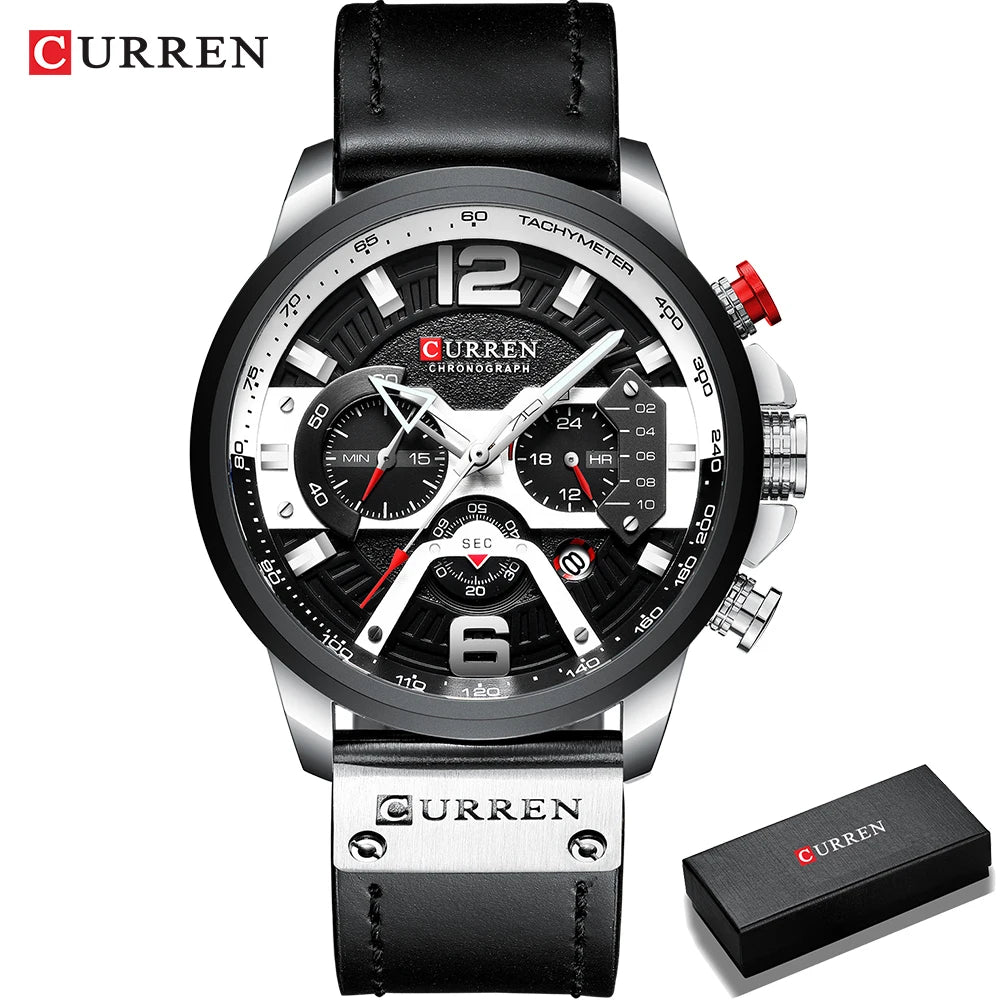 CURREN 8329 Casual Sport Watches for Men Top Brand Luxury Military Leather Wrist Watch Man Clock Fashion Chronograph Wristwatch