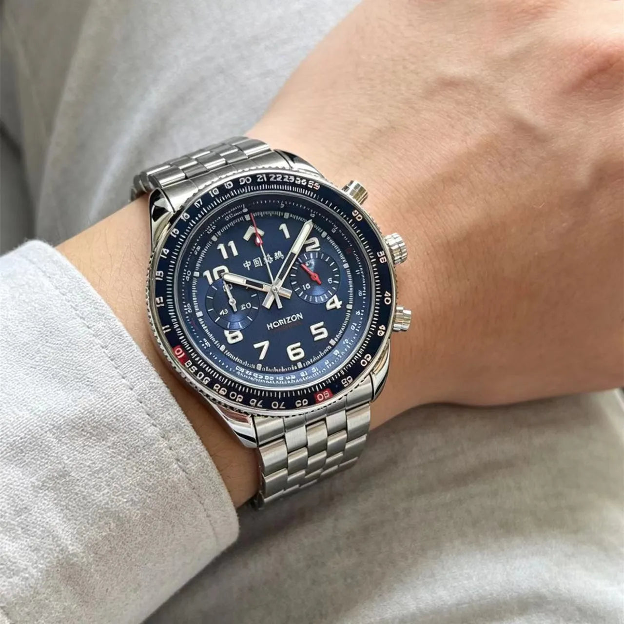 New Fashion Casual Men's Watch Luxury Business Multifunctional Chronograph Stainless Steel Waterproof Date Display Sports Watch