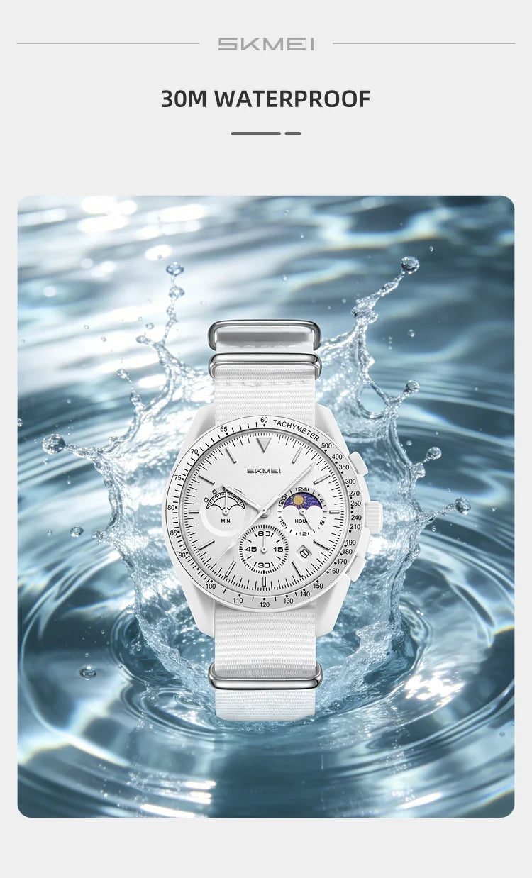 SKMEI 9392 Quartz Chronograph Watches Men Women Date 30M Waterproof Sport Wristwatch Fashion Nylon Strap Watch Gifts Reloj Mujer