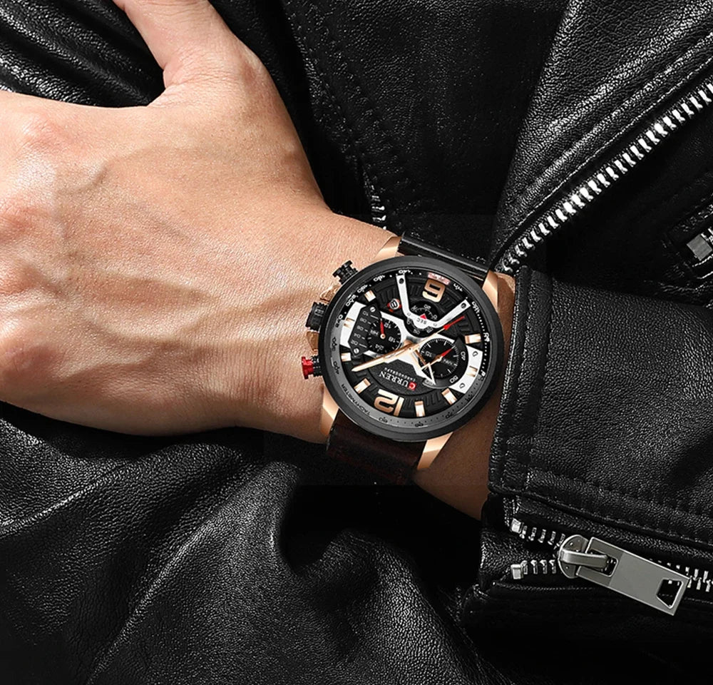 CURREN 8329 Casual Sport Watches for Men Top Brand Luxury Military Leather Wrist Watch Man Clock Fashion Chronograph Wristwatch