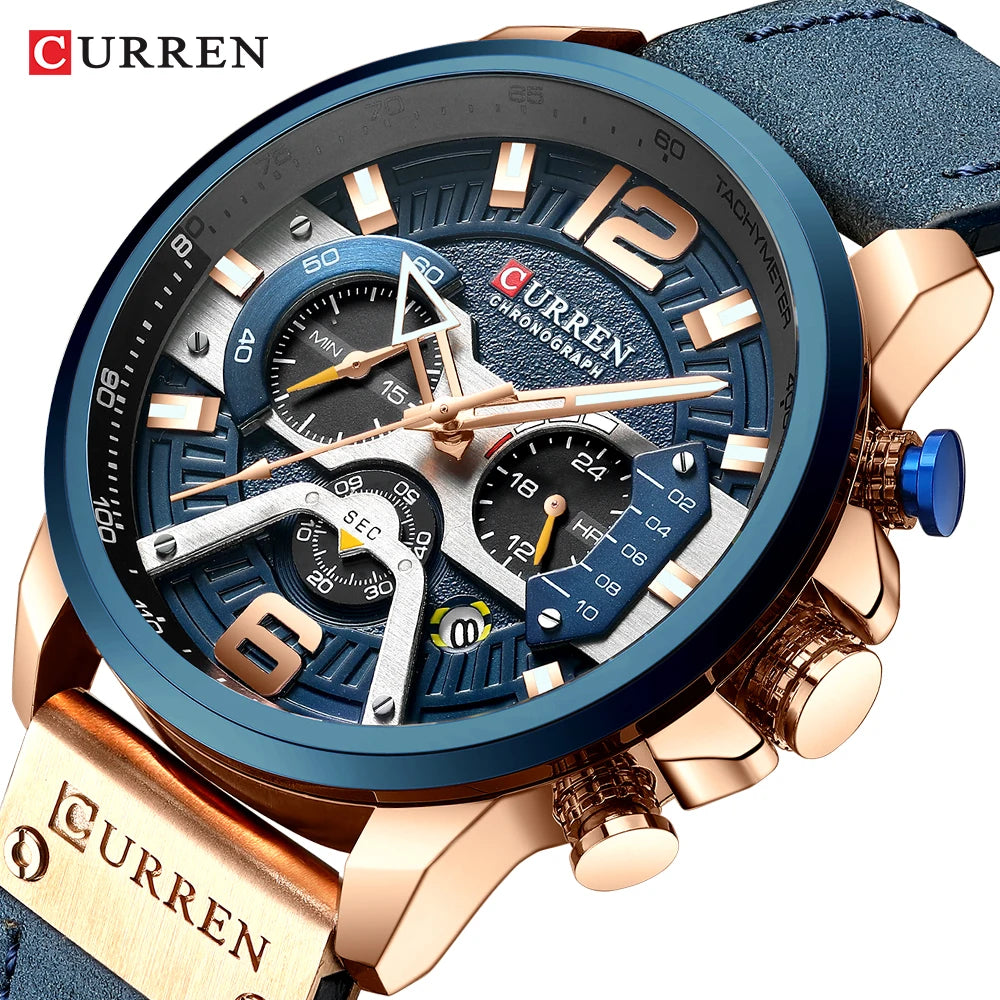 CURREN 8329 Casual Sport Watches for Men Top Brand Luxury Military Leather Wrist Watch Man Clock Fashion Chronograph Wristwatch