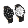 Couple Leather Quartz Watches Set-0