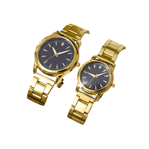 Couple Quartz Gold Watches Set-0